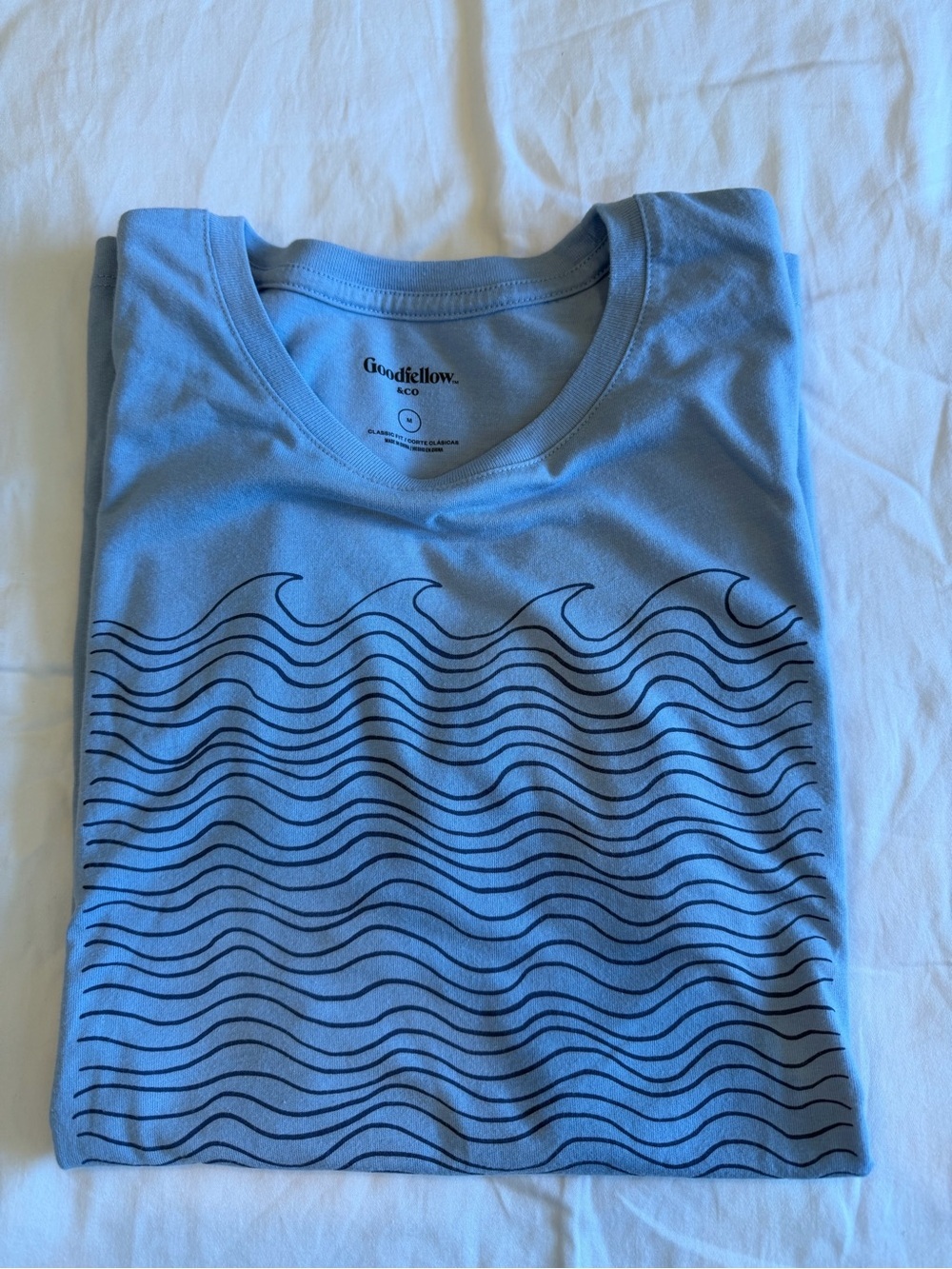 Goodfellow & Co Blue Short-Sleeve Wave Graphic Tee